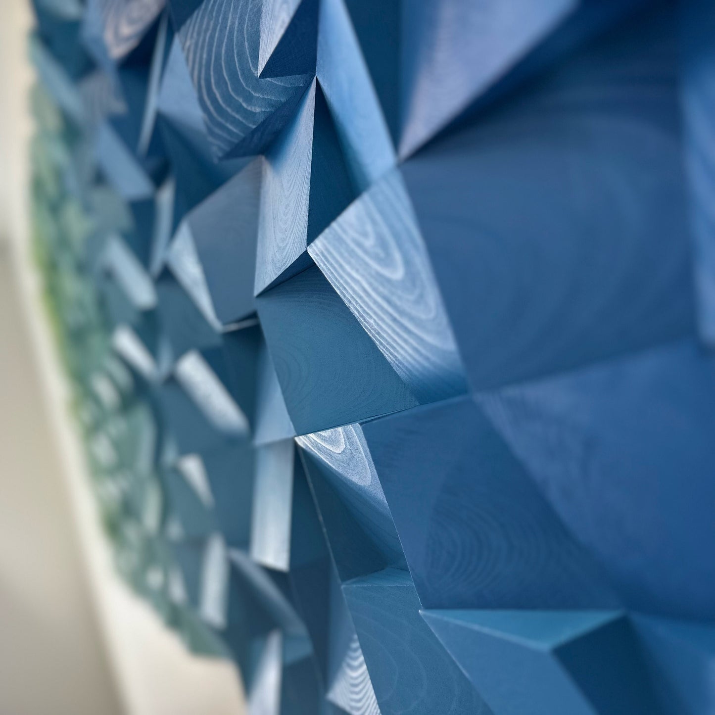 Geometric Wood Art - Sapphire Horizon