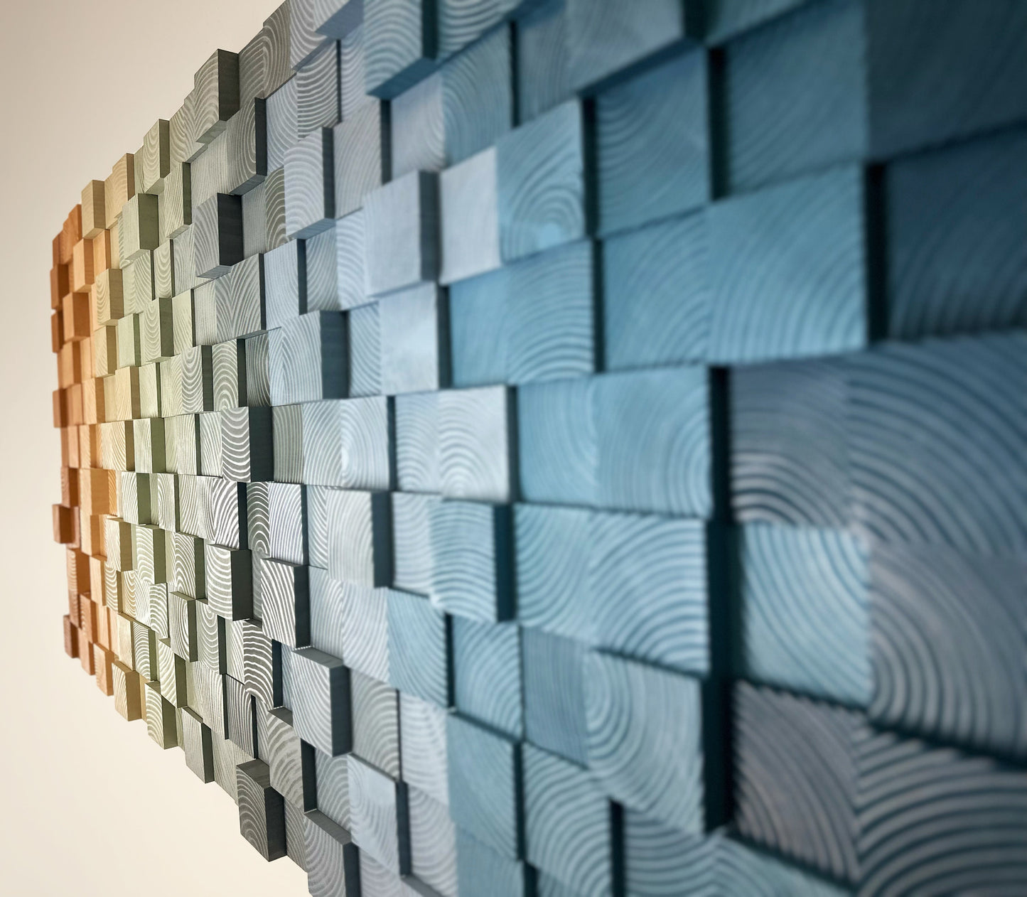 Geometric Tiled Wood Art - Coastal Dream