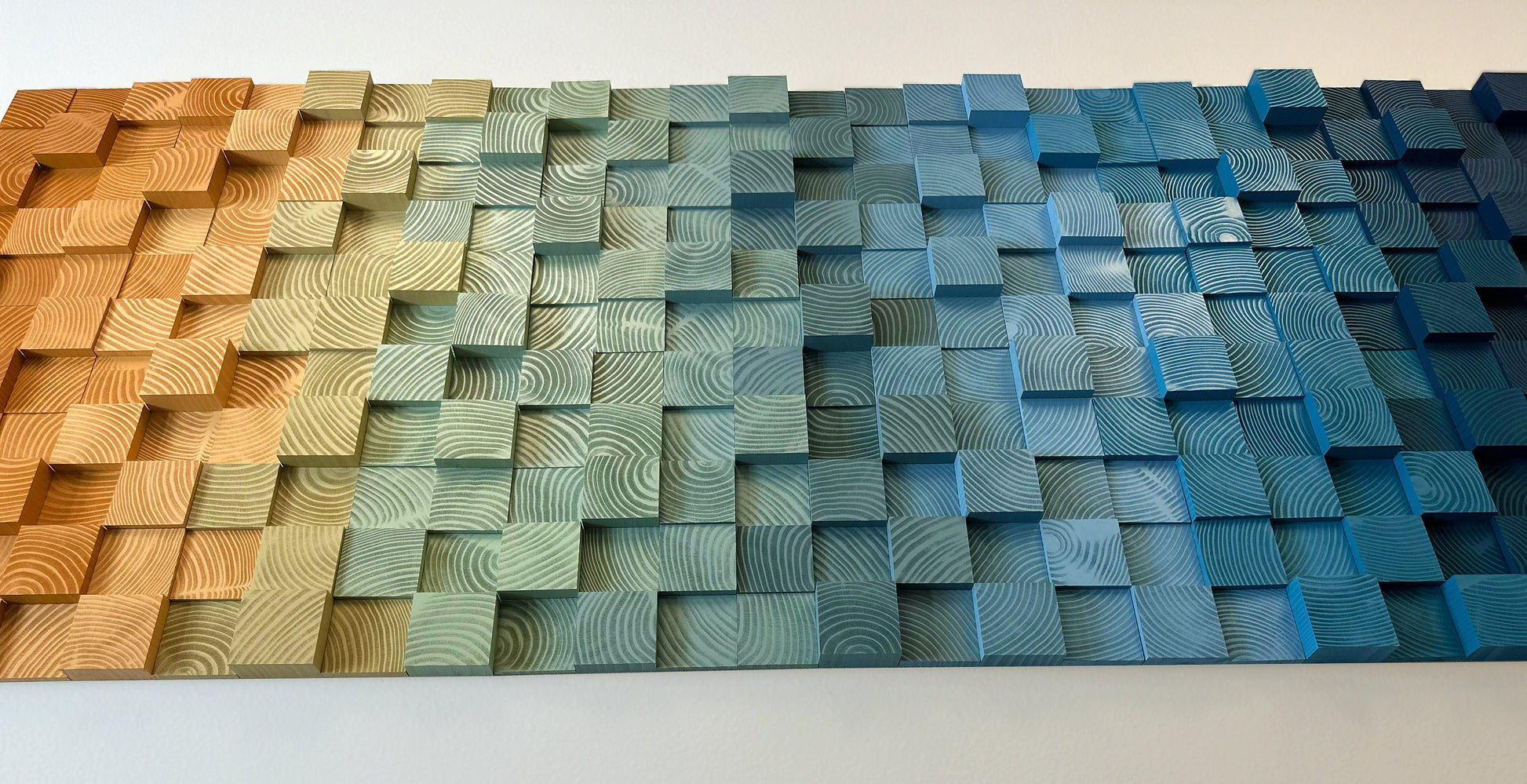 Geometric Tiled Wood Art - Coastal Dream