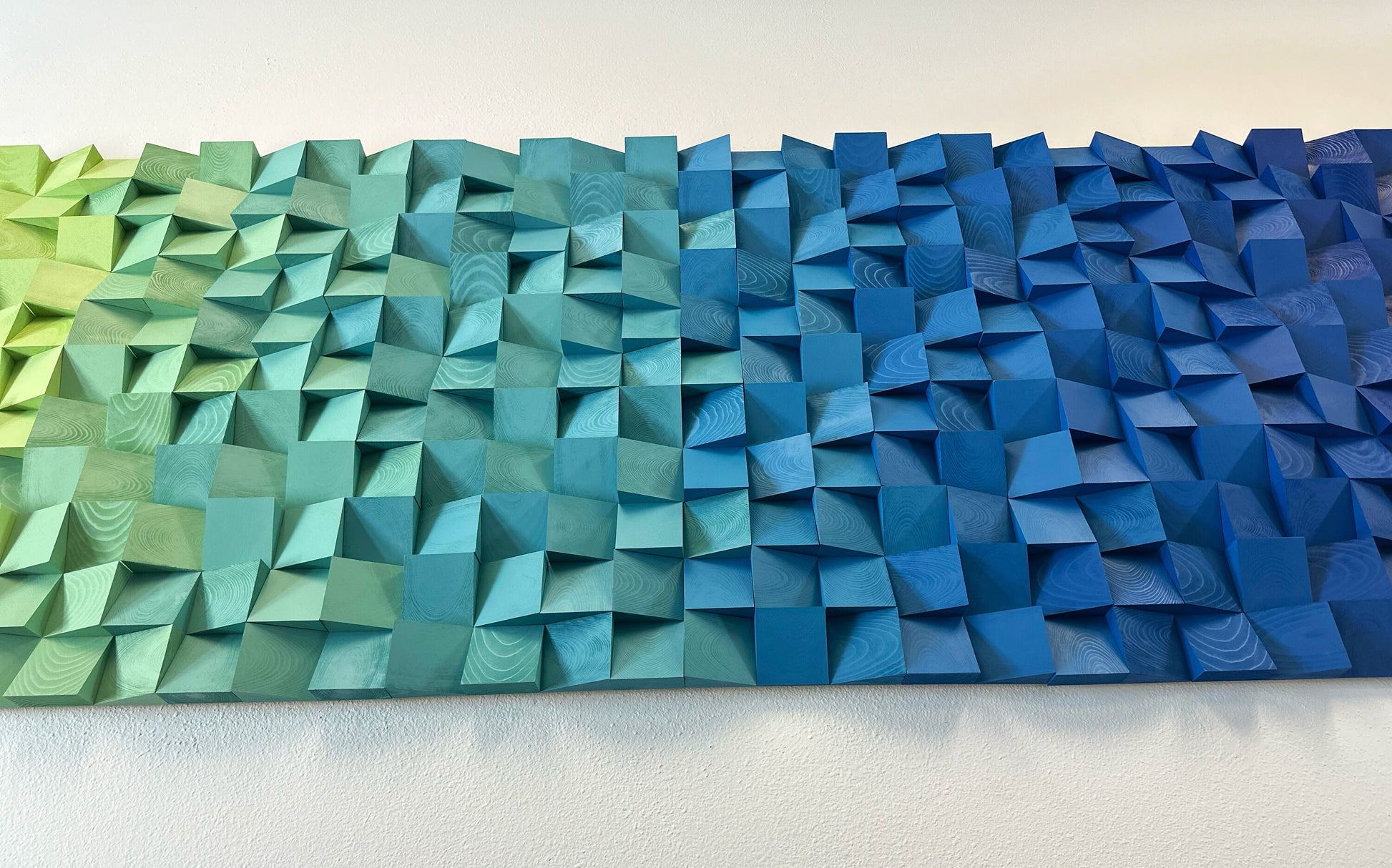 Geometric Wood Art - Emerald Horizon