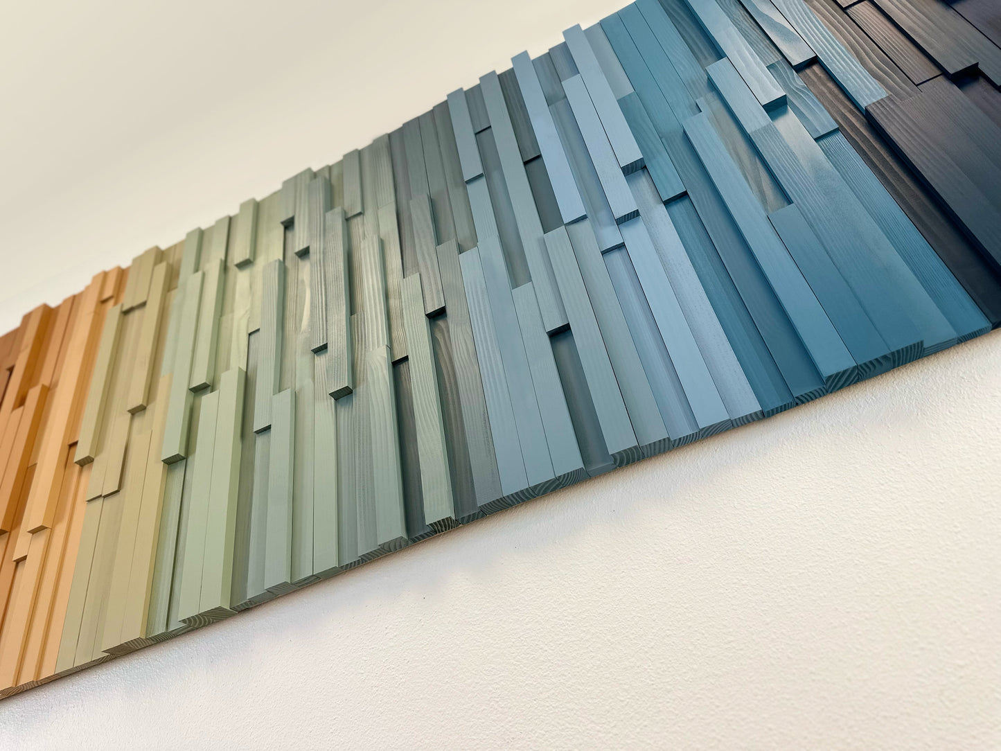 Geometric Striped Wood Art - Coastal Dream