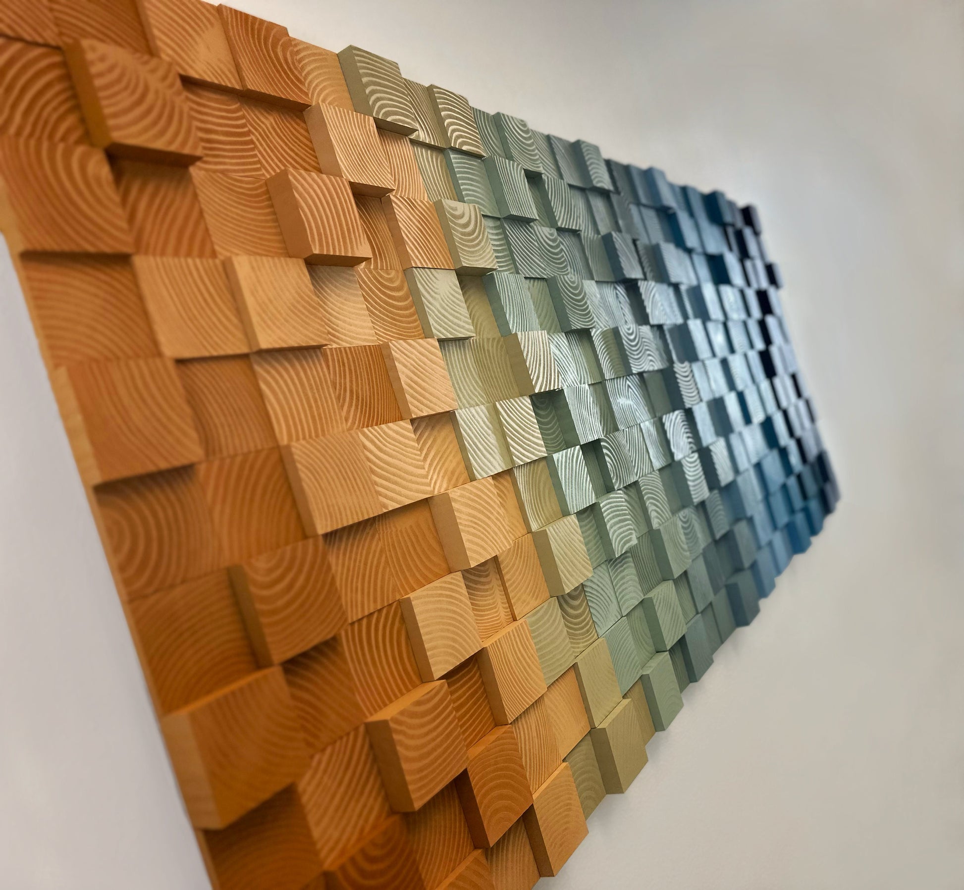 Geometric Tiled Wood Art - Coastal Dream