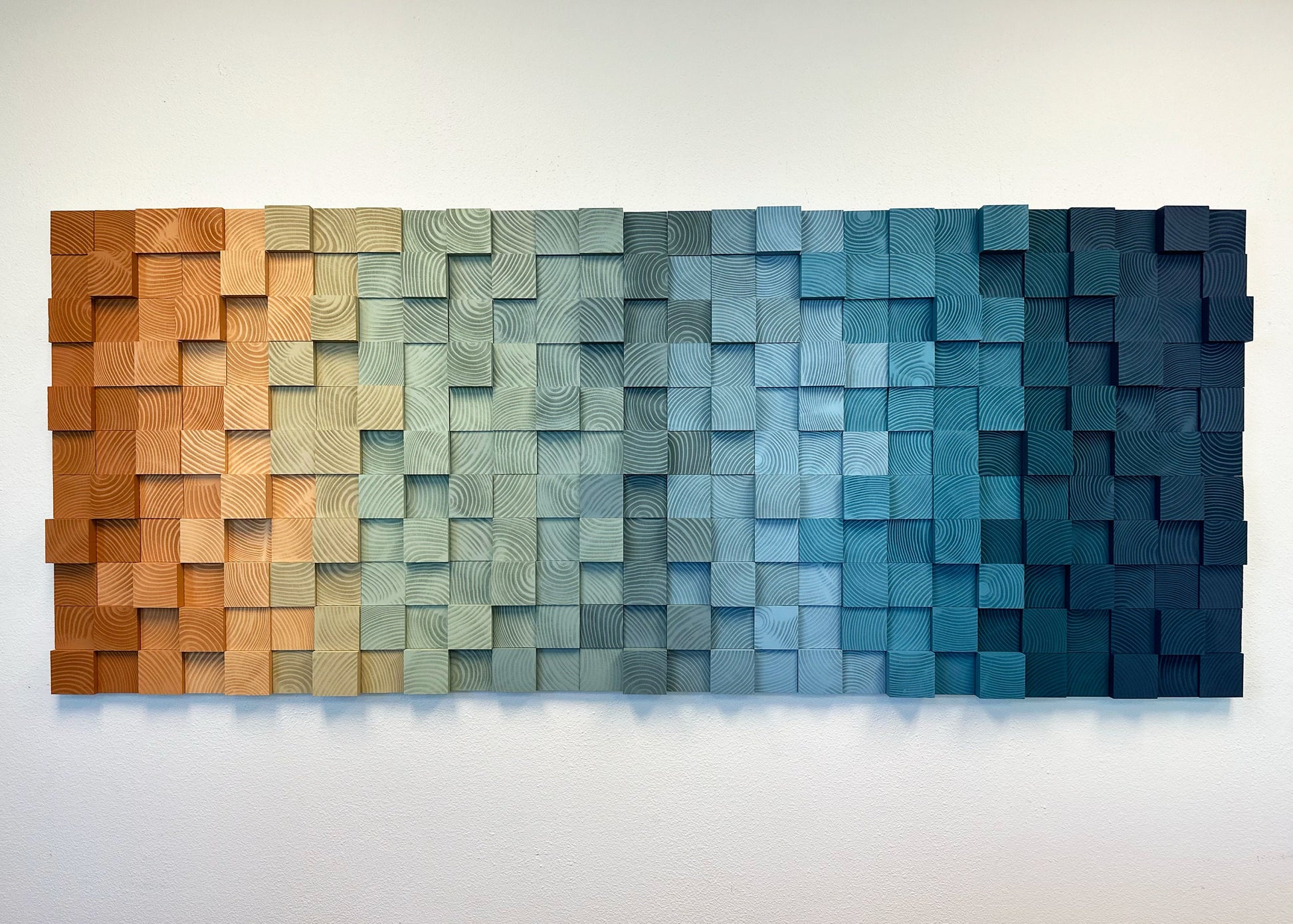 Geometric Tiled Wood Art - Coastal Dream