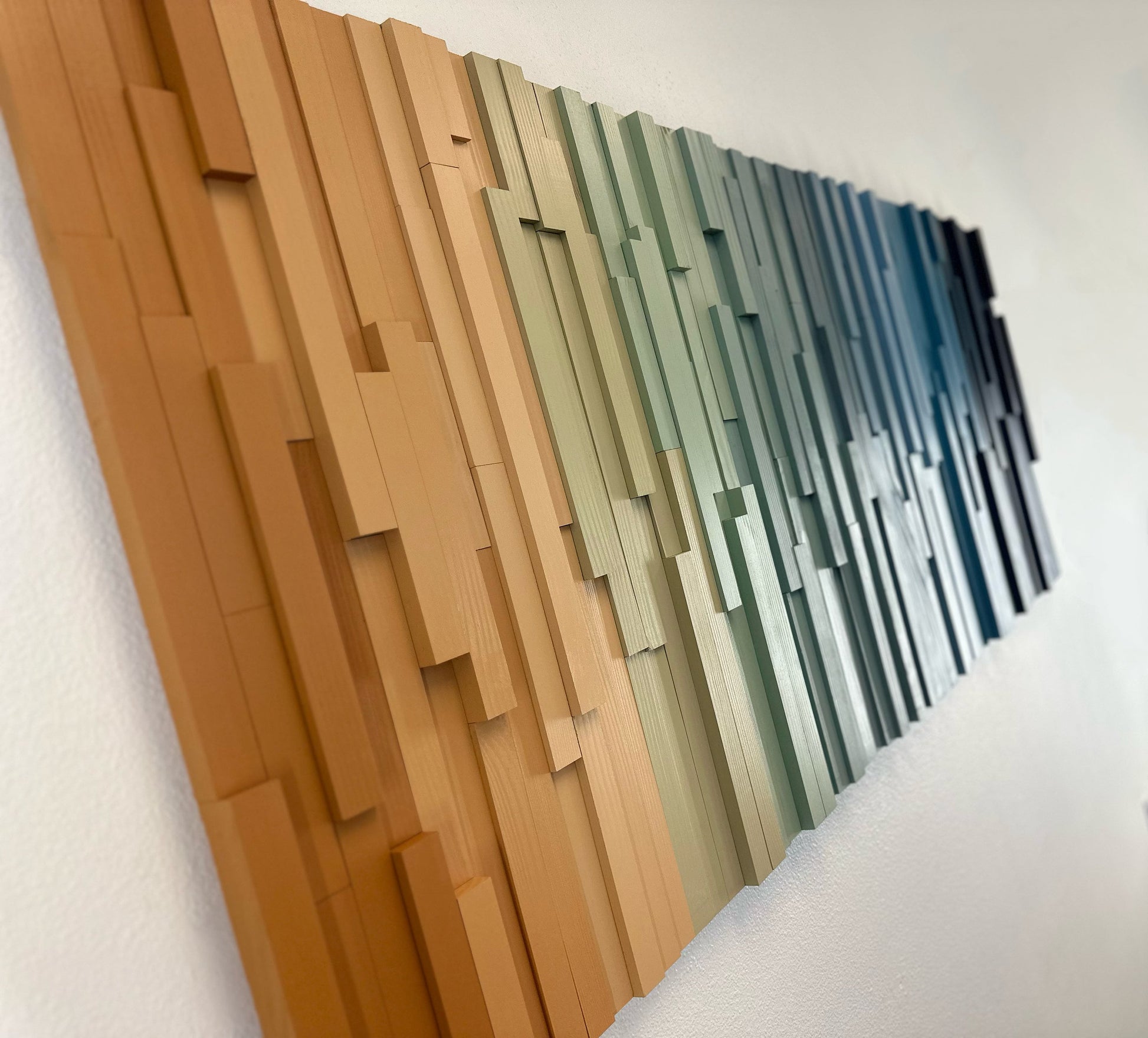 Geometric Striped Wood Art - Coastal Dream