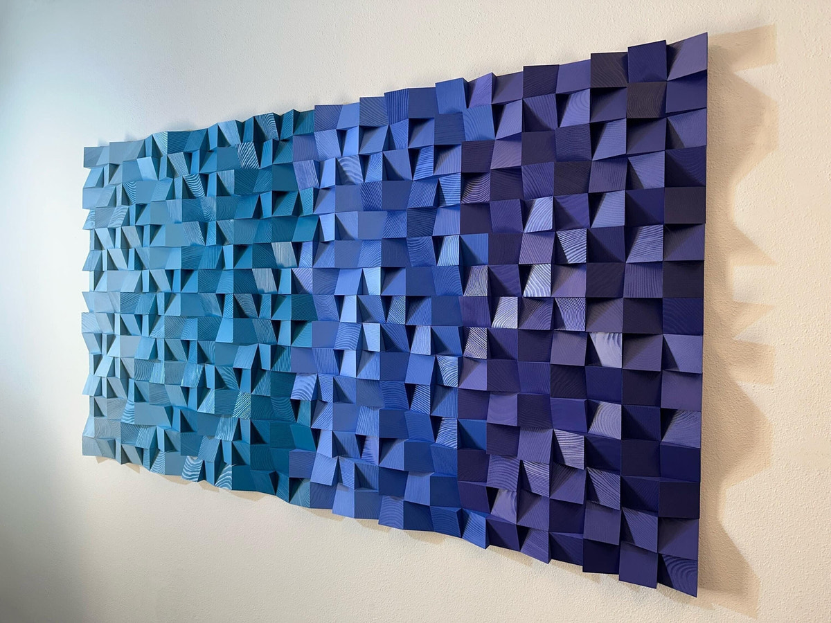 NEW - Geometric Wood Art - Amethyst Tides